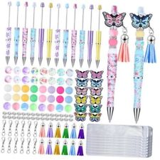 12 Pcs Plastic Beadable Pens Butterfly Themed Bead Ballpoint Pen with Assorted  picture