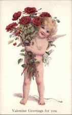 Tuck St Valentine's Day Fantasy Dan Cupid With Roses c1910 Postcard picture
