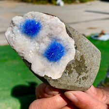 326G Rare Moroccan blue magnesite and quartz crystal coexisting specimen picture