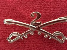 US ARMY 2ND CAVALRY CROSSED SABERS LARGE HAT PIN SUITABLE FOR A STETSON HAT picture