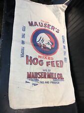 Vintage Mauser Mill Co 100lb Hog Feed Cloth Bag Primitive Farm House Barn Decor picture
