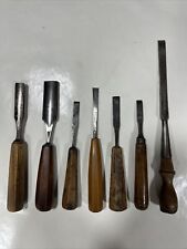Lot Of 7 Old Vintage wood carving gouge And chisels, Some with markings picture