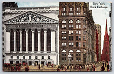 A853 New York Stock Exchange Building Historic Corner Street View Vtg Postcard picture