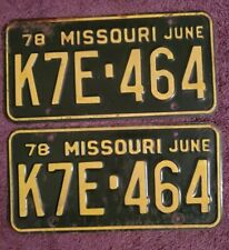 PAIR 1978 Missouri License Plates - 