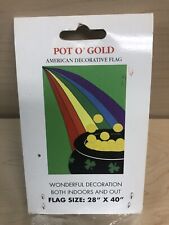 Pot O’ Gold American Decorative Flag St Paddys Day Irish 28” x 40” Garden VTG picture