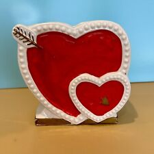 Vintage Ceramic Red Heart Valentines Nursery Planter Vase Japan 5 1/4
