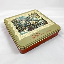 Vintage Apollo Chocolates Tin, Collectible Chocolate Tins Storage, Winter Cabin picture