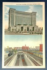 Postcard Michigan Central Station Entrance to Detroit River Tunnel 1913 Two View picture