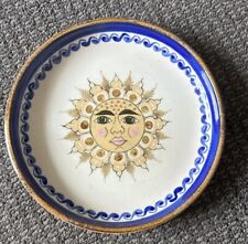 Vintage D’Casa Mexico Sun Pottery Hand Painted Dish Plate 10” Boho Folk Art picture