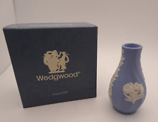 Wedgwood Blue Jasperware Floral Swirl Mini Perfume Bottle Miniature Cabinet Vase picture