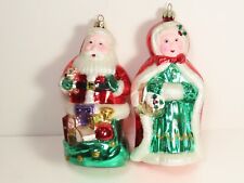 Huge Blown Glass Christmas Ornaments Lot Vintage Mr Mrs Santa Claus 7