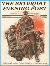 1918 Saturday Evening Post WWI Soldiers Battle Julian De Miskey Frt Cover ONLY picture