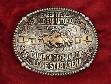 BULLDOGGING PROFESSIONAL RODEO☆OLD SAN ANTONIO☆1990☆CHAMPION TROPHY BUCKLE☆447 picture