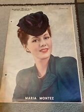 MARIA MONTEZ original color portrait SUNDAY NEWS 11/5/44 OLD HOLLYWOOD RARE picture