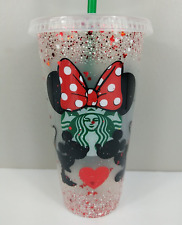 Rare: Mickey & Minnie Mouse Walt Disney World Starbucks Plastic Tumbler W/ Straw picture