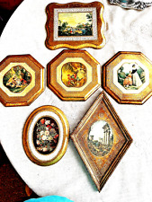 6 DECORATIVE FLORENTINE WOOD PLAQUES - ITALY- ANTIQUED GOLD-HANDMADE picture