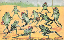 Genuine Louis Wain Frogs Playing Ball Vintage 1904 Postcard picture