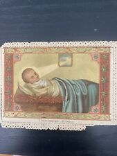 Antique Catholic Prayer Card Religious Collectible 1890's Holy Card Lace Baby picture