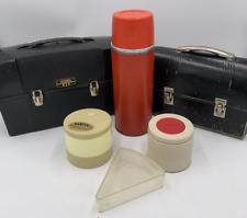 Lot (3) Vintage Metal Thermos Work Lunch Boxes Cape Cod Thermos w/Stopper picture