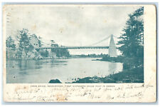 1905 Chain Bridge First Suspension Bridge Newburyport MA Winslow ME Postcard picture