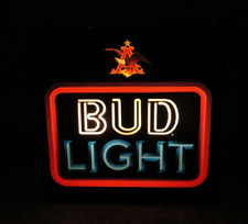 VINTAGE BUD LIGHT BEER OPTI NEON SIGN-FAUX-LIGHTED-BAR-BUDWEISER LGHT-NEO-LAGER picture