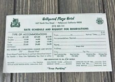 Vintage Hollywood Plaza Hotel Rate Schedule And Request For Reservations Paper picture