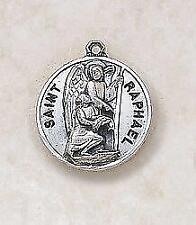 Elegant Patron Saint Raphael Sterling Medal Size .75in H Features 24in Chain picture