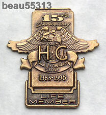 ⭐1983-1998 HARLEY DAVIDSON OWNERS GROUP HOG 15th ANNIVERSARY LIFE MEMBER PIN picture