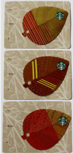 3 Starbucks 2014 Gift Cards Fall Leaf Die Cut Card Autumn Leaves Set Lot New picture