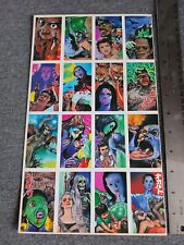 Menko Japan Trading Card Sheet Monsters Frankenstein Dracula Vampire Witches picture