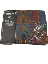 NOS SPRINGMAID King Flat Sheet Pecale Aztec Vintage New In Package Big Sky Blue picture