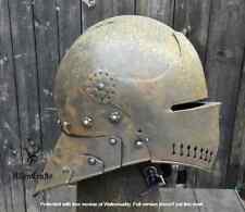 Medieval Knight German Sallet Helmet Steel Helmet Functional Old Rust Antique picture