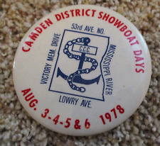 VINTAGE C.C.C. 1978 CAMDEN SHOWBOAT DAYS MISSISSIPPI RIVER MINNESOTA PIN PINBACK picture