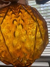 Vintage Mouth Blown Amber Optic Glass Light Globe Converted To Pendant picture