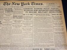 1918 JANUARY 7 NEW YORK TIMES - GERMANS SUSPEND PEACE PARLEY - NT 7916 picture