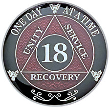 AA 18 Year Coin, Silver Color Plated Medallion, Alcoholics Anonymous Coin picture