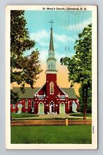 Claremont NH-New Hampshire, St Mary's Church, Religion, Vintage c1949 Postcard picture