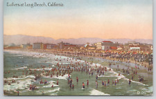 Long Beach California Bathers At The Beach Divided Back Postcard picture