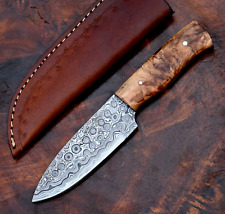 CUSTOM MADE SKINNING KNIFE HAND FORGED DAMASCUS STEEL HUNTING KNIFE 2669 picture