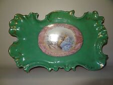 VINTAGE VICTORIAN DECORATIVE TRAY BY VICTORY KARLSBAD AUSTRIA **GORGEOUS GREEN** picture