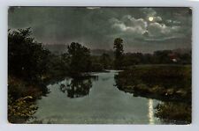 Perkiomenville PA-Pennsylvania, Perkiomen Creek at Night, Vintage c1910 Postcard picture