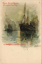 PC ADVERTISING, RED STAR LINE, POSTER TYPE, Vintage LITHO Postcard (b28120) picture