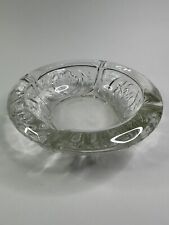 Vtg Clear Pressed Floral Design Glass Ashtray. 6 Inch, Heavy picture