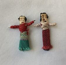 Lot Of 2 Vintage Miniature South American Folk Art Dolls, 1.5