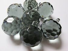 ONE - Vintage Antique Smoke Gray Faceted Crystal Prism Chandelier Ball 1 3/4