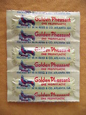 NOS VINTAGE GOLDEN PHEASANT CONDOMS / RUBBERS  STRIP OF 3, NOT FOR USE picture