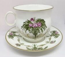 ЛФЗ Vintage ussr lomonosov porcelain tea cup  & saucer floral fern pink/green picture