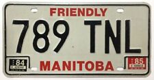 Vintage Friendly Manitoba Canada 1984 1985 License Plate 789 TNL Very Good picture