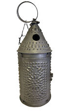 Antique Punched Tin Paul Revere Style Candle Lantern picture