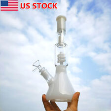 13.5 inch Hookah Water Smoking Pipe Glass Bong Bubbler Shisha Pipe White +Bowl picture